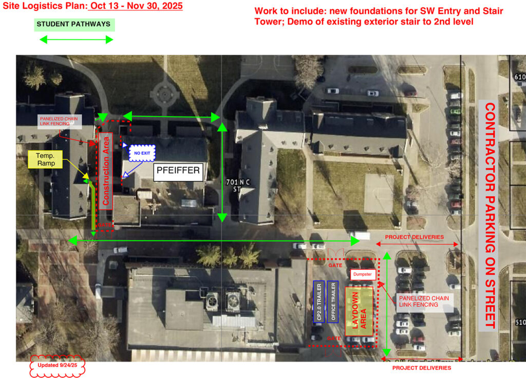 Map showing Pfeiffer Site Logistics Plan
