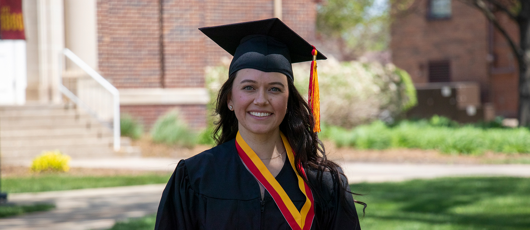 Simpson College graduate Brittany Peters at the 2021 spring commencement ceremony